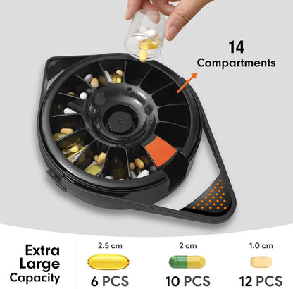 weekly pill dispenser with 14 large compartments